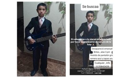 Florencio Varela – Se busca a Emmanuel Britez, de 12 años, desaparecido desde ayer